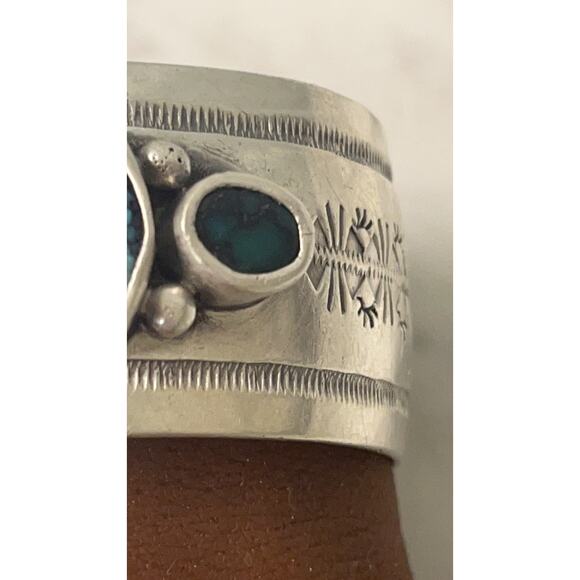 NATIVE AMERICAN STERLING SILVER NAVAJO CUFF BRACELET SIGNED WILSON PADILLA - Picture 15 of 16